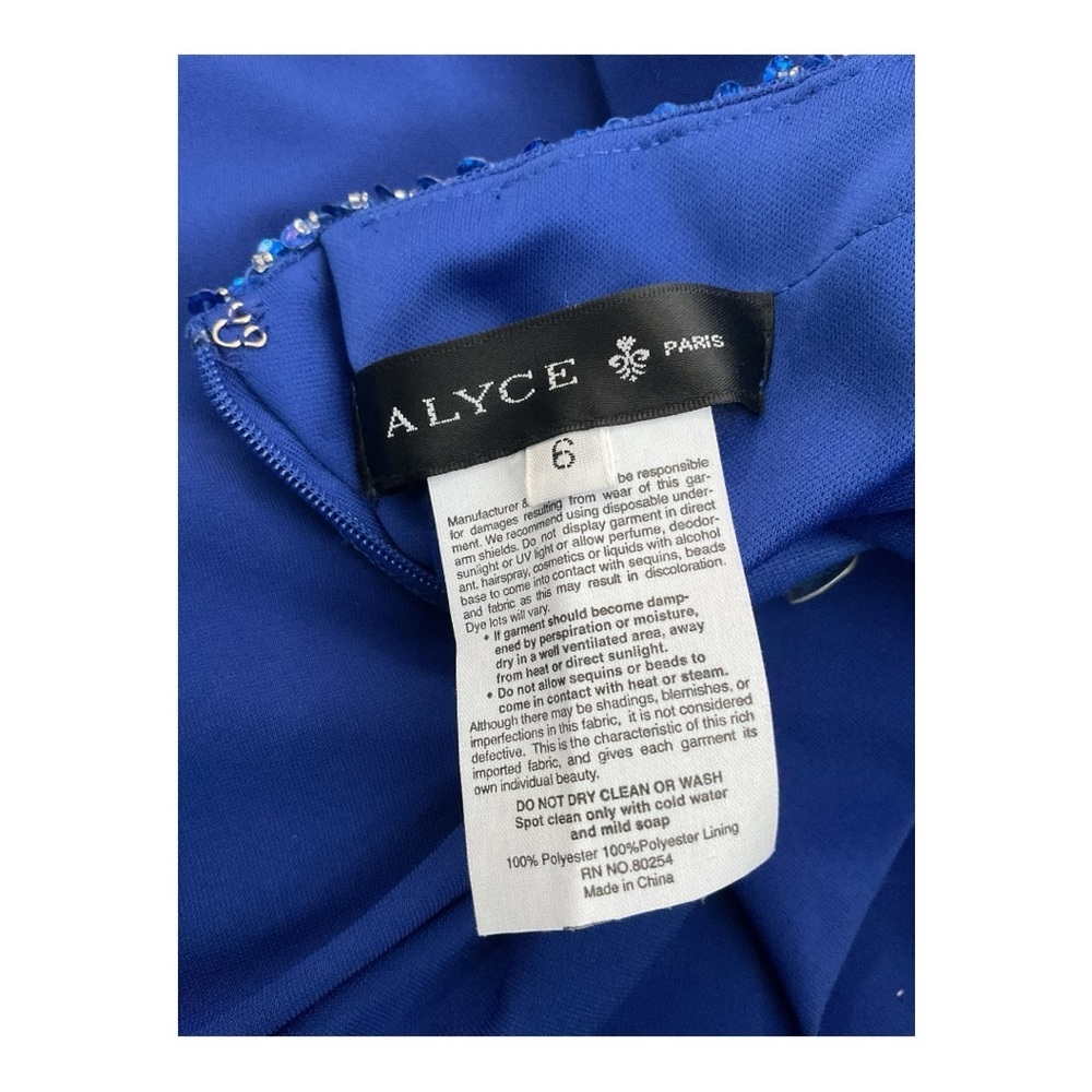 Alyce Paris Royal Blue Beaded 2-Piece Prom Dress Size 6 High Neck Formal Gown - Picture 7 of 11